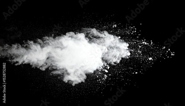 Obraz Dense billowing white smoke cloud isolated on a dark background for visual effects and abstract artistic concepts