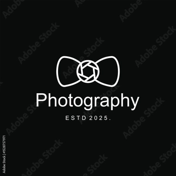 Fototapeta Concept Of Bowtie With Camera, Gentleman Photography Logo Simple Elegant