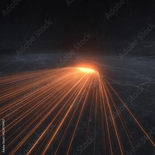Fototapeta Abstract light rays on dark surface