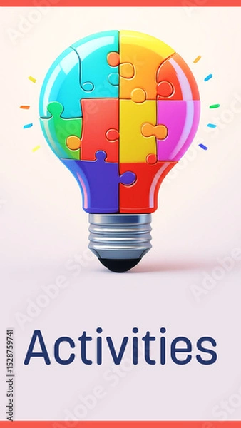 Obraz Activities Bulb Puzzle Pieces Colorful Vertical Text 