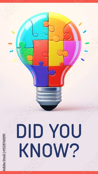 Obraz Did You Know Bulb Puzzle Pieces Colorful Vertical Text 