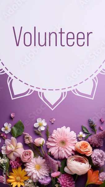 Obraz Volunteer Floral Purple Circular White Mandala Vertical Text 