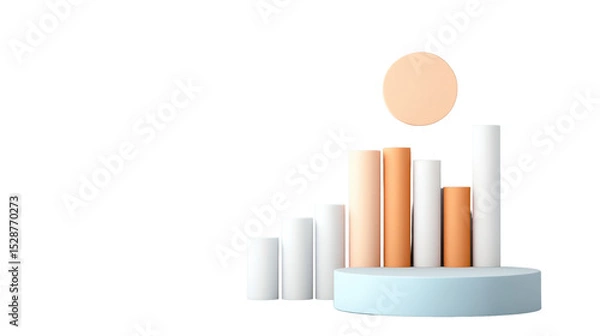 Obraz Bright and Modern 3D Graph Representation with Rise in Growth and Minimalist Design Elements