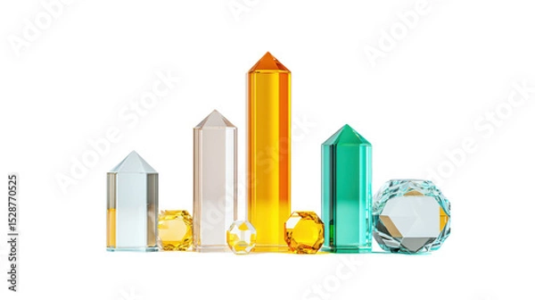 Obraz Colorful Geometric Crystals and Gemstones Display for Decorative or Abstract Art Purposes