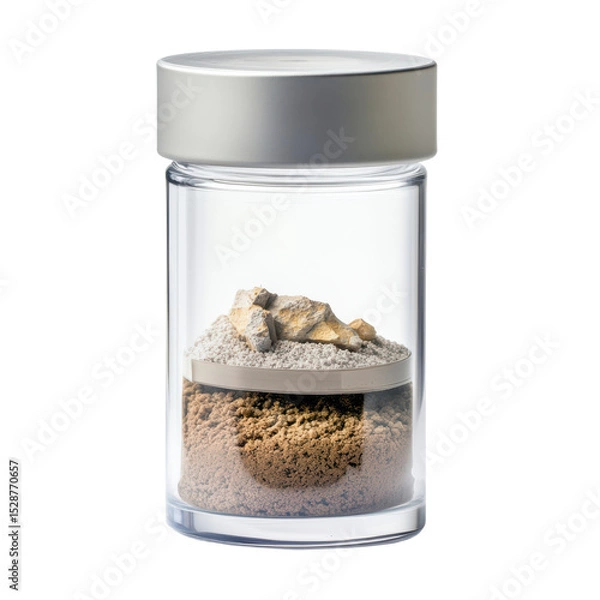 Obraz Transparent Jar with Natural Soil Samples and Minerals for Scientific or Educational Purposes
