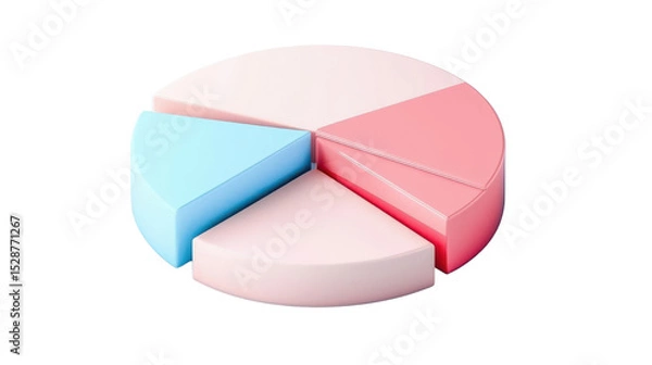 Fototapeta 3D Pie Chart Representation with Soft Colors for Data Visualization and Analytical Concepts