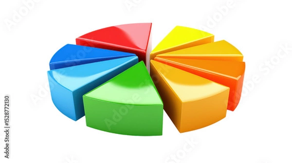 Obraz Colorful Pie Chart Segments Representing Various Data Points for Business and Financial Presentations