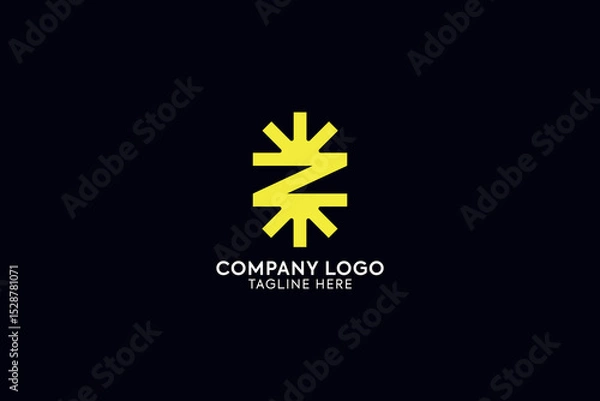 Fototapeta vector illustration of an abstract background initial letter z with rays logo for corporate business, letter z Minimal awesome trendy professional logo design template on black background.  For y