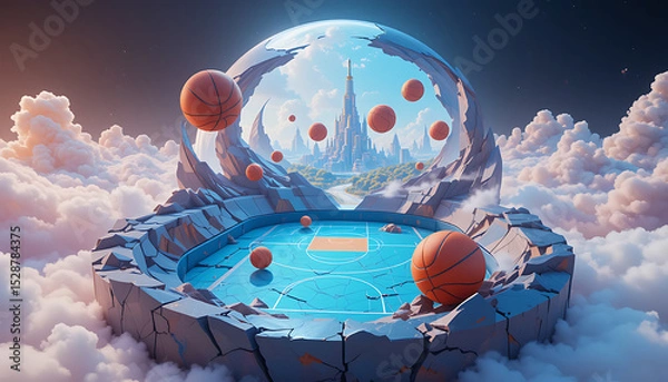 Obraz Fantasy 3D Basketball World in a Sphere
