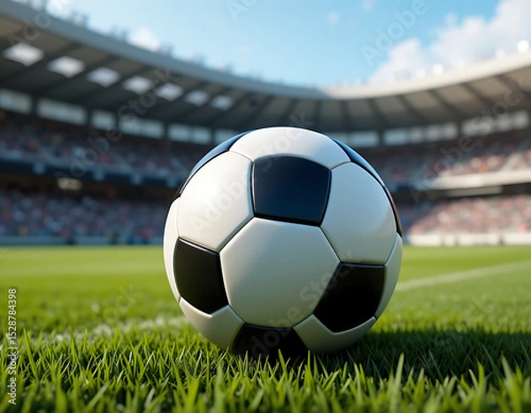 Obraz Realistic 3D Soccer Ball on Football Field