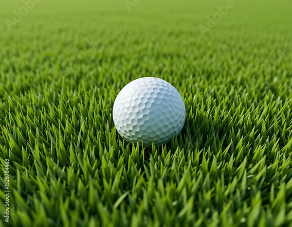 Obraz Realistic 3D Golf Ball on Green Grass