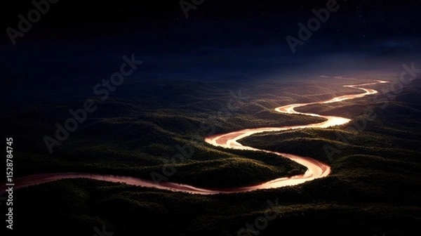 Fototapeta Winding river at night