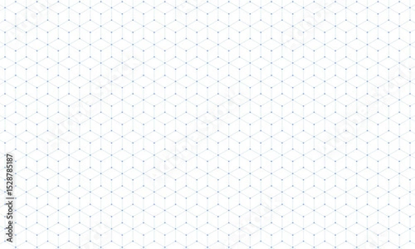 Obraz 立方体の角にドットがある青い六角形のパターン