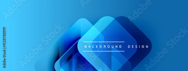 Fototapeta Abstract blue shapes overlap, creating dynamic visual effect. Modern design elements suggest technology, innovation. Text reads background design.