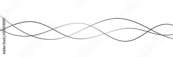 Fototapeta Abstract Wavy Line. Wavy line horizontal divider outline minimalist art. Thin line wavy abstract vector. Curve wave seamless pattern. Line art striped graphic template. On white background in eps 10.