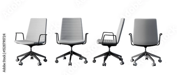 Fototapeta White modern office chair, working chair. Isolated PNG