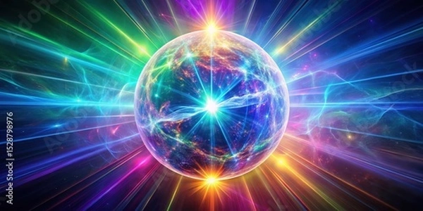 Obraz Radiant Celestial Orb A Symphony of Light and Energy Emanating from a Vibrant, Illuminated Sphere