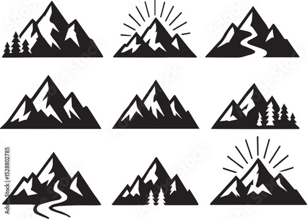 Obraz Mountain Icons Vector Silhouette Pack - EPS Download