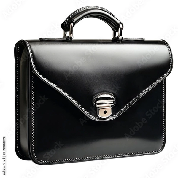 Obraz Elegant black leather briefcase with silver hardware, a statement of style