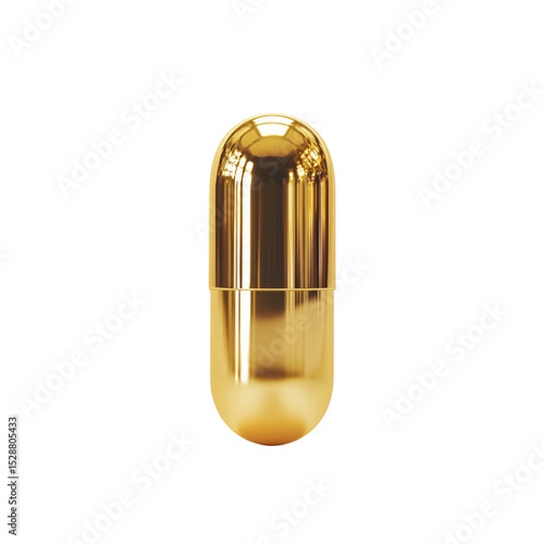 Obraz Luxurious golden capsule with reflective surface against a blank background
