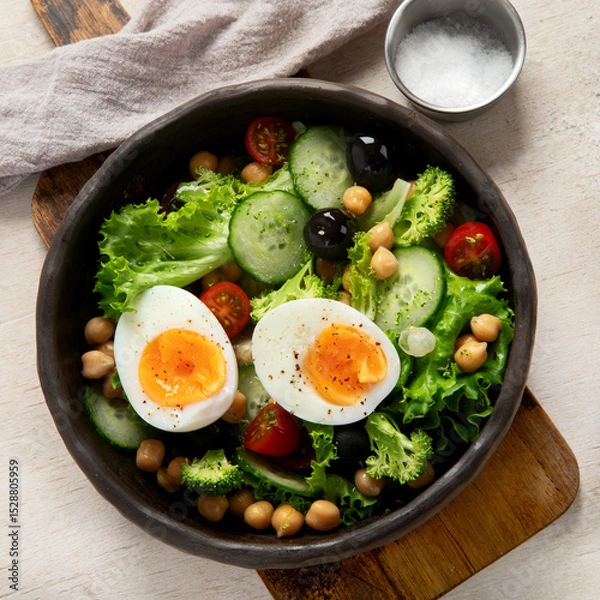 Obraz Healthy Balanced Meal. Fresh salad.