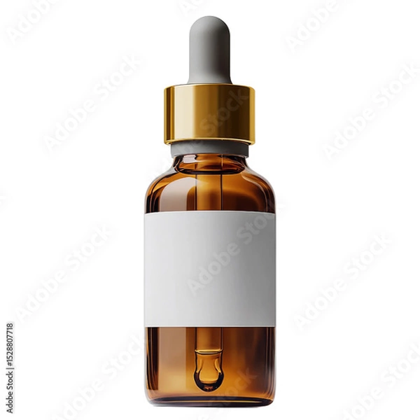 Obraz Amber glass dropper bottle with blank label perfect for cosmetic products