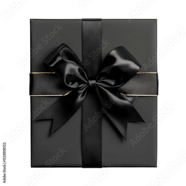 Obraz Elegant monochrome gift presentation with sleek ribbon and subtle gold accents