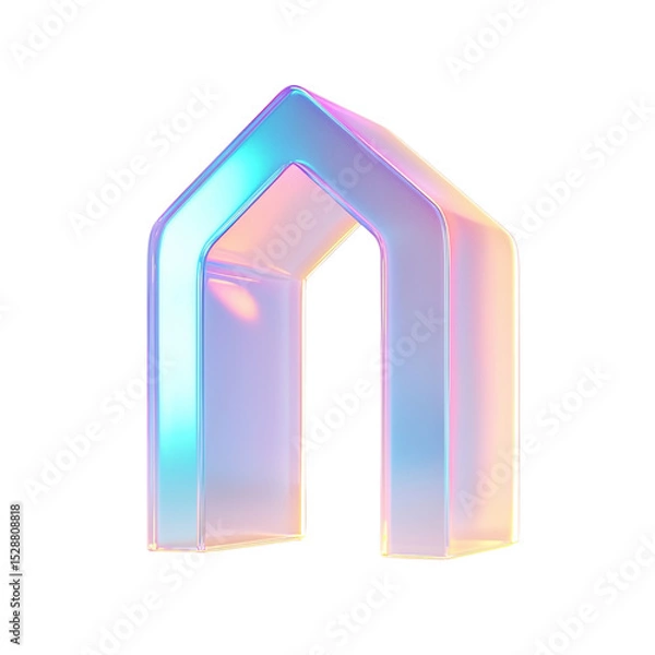 Obraz Iridescent Home Icon: A Modern Symbol of Shelter with Reflective Colors