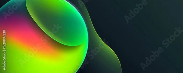 Fototapeta Abstract green neon bubble with colorful smooth gradient glow