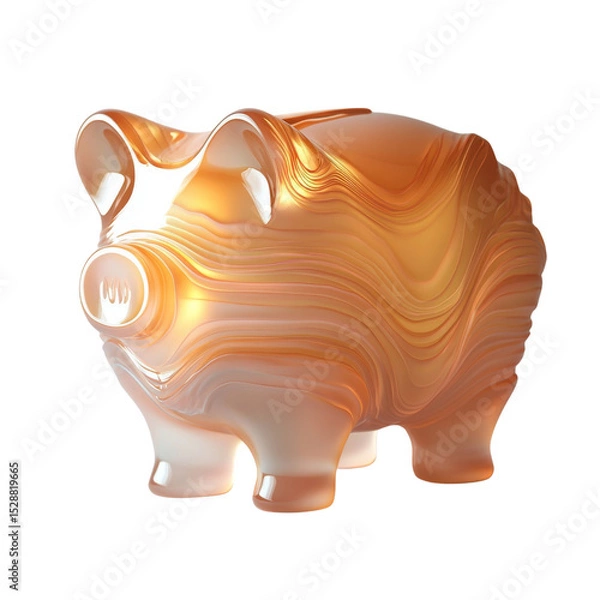 Obraz Abstract golden piggy bank on a white background, financial concept