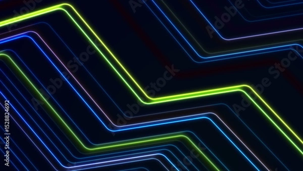 Obraz Colorful neon curved lines abstract futuristic geometric background