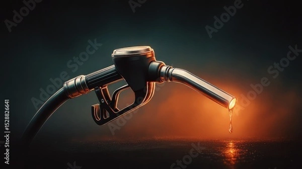 Obraz A gas pump nozzle illuminated by the dashboard lights of a car.