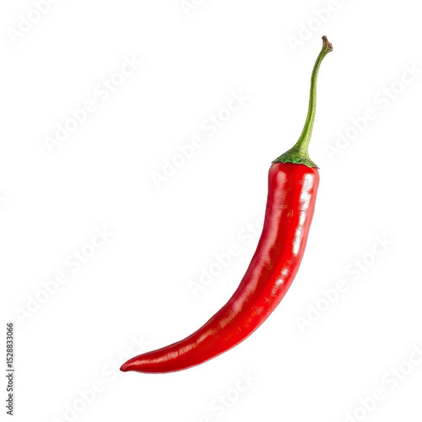 Fototapeta Single red chili pepper against a black background.