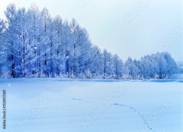 Fototapeta 霧氷の朝（美瑛町）