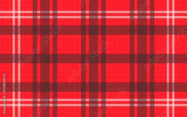 Fototapeta Red flannel asymmetric plaid fabric fluffy tartan seamless pattern cage horizontal vector texture background textile fabric print decorative ornamental