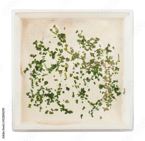 Obraz Butter Cheese Parsley Topping cut out isolated transparent background
