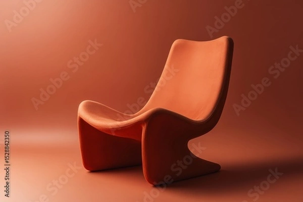 Obraz Minimalist terracotta lounge chair with sleek curves, symbolizing modern comfort and artistic design