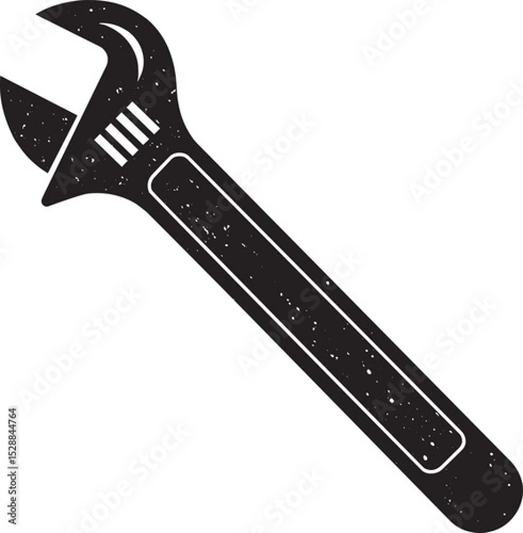 Fototapeta Simple black and white adjustable wrench icon, impactful graphic of an adjustable wrench in black and white.