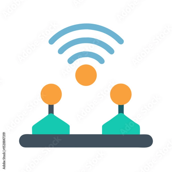 Fototapeta Wireless Sensor Network Deployment illustration Cutout Illustration