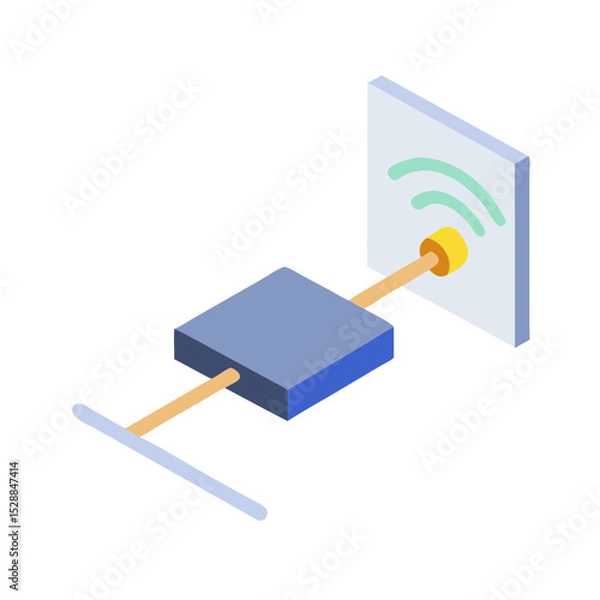 Obraz Wireless Temperature Sensor Node Connectivity illustration Cutout Isometric View