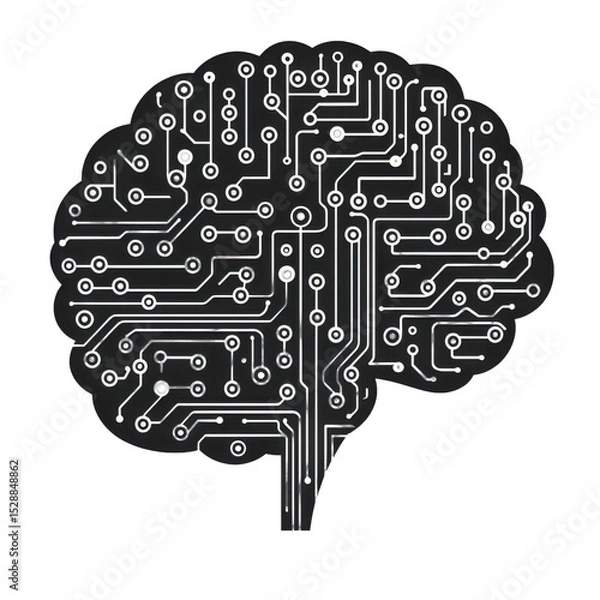Fototapeta Futuristic brain circuit design with intricate patterns and connections, symbolizing technology
