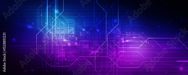 Fototapeta 2d illustration Abstract futuristic electronic circuit technology background