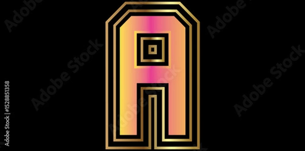 Fototapeta Gradient Alphabet A Isolated On Black Background, Alphabet A Font Text Design Vector Illustration.	