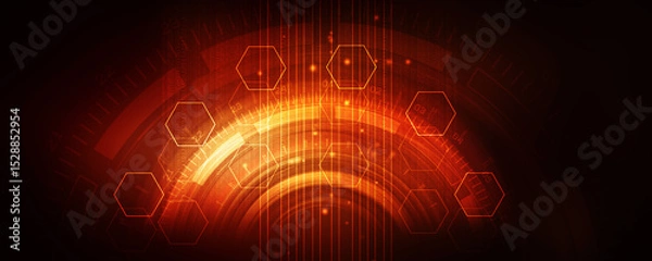 Fototapeta 2d illustration Abstract futuristic electronic circuit technology background