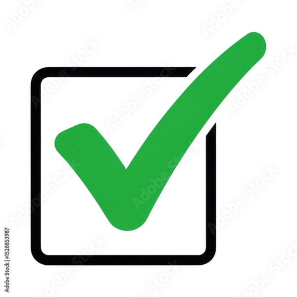 Fototapeta Green check mark in black box on transparent background transparent PNG