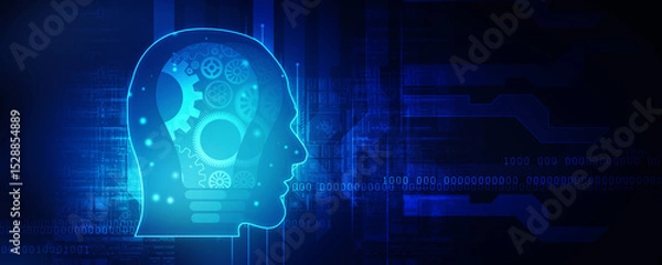 Fototapeta 2d illustration digital Artificial mind concept
