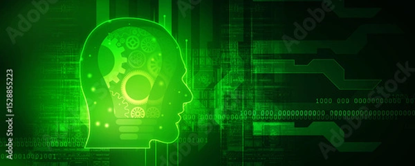 Fototapeta 2d illustration digital Artificial mind concept
