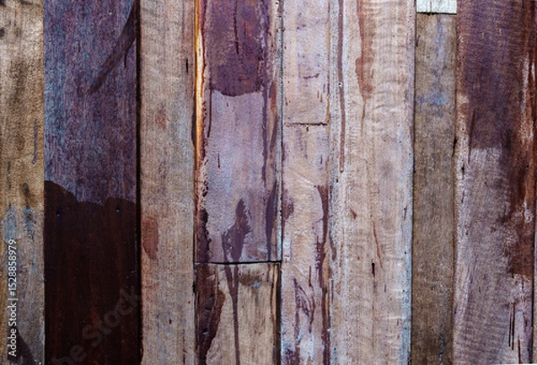 Fototapeta Rough old grunge weathered wood planks background. Natural wood vertical line texture.