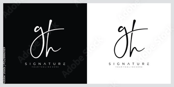 Fototapeta Initial GH handwriting logo vector template