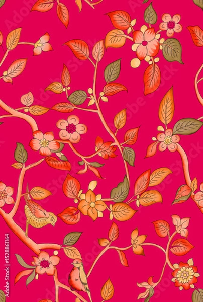 Fototapeta floral and patola ajrak stressing design for Fabrice printing  design with high quality